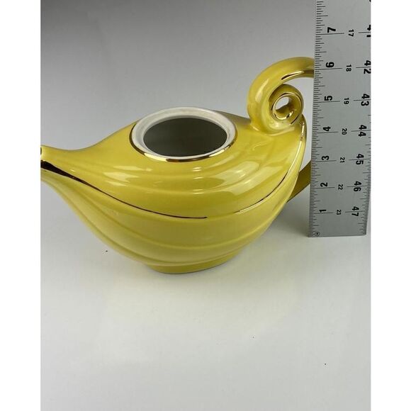 MCM Hall China 6-cup Aladdin Genie Lamp Teapot Canary Yellow Gold Trim Gorgeous - Picture 5 of 7